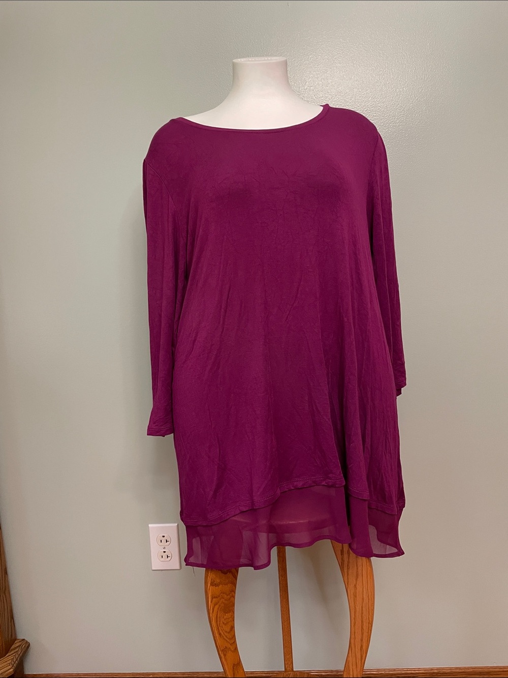 Women’s XL Flowing Tunic Top by LOGO in Deep Magenta.